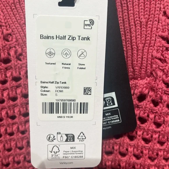 NWT Varley Bains 1/2 Zip Tank size xs. Color: Rose Wine - Picture 5 of 6